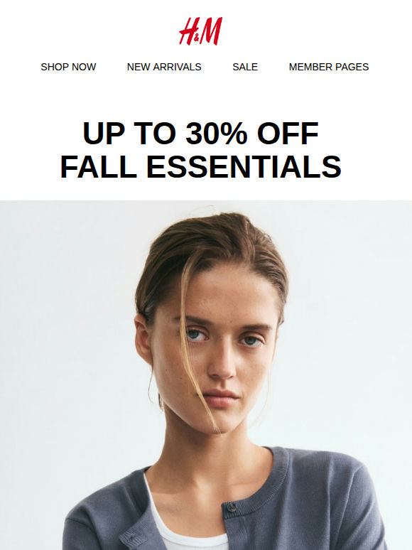 Up to 30% off cardis, jeans, sweats...