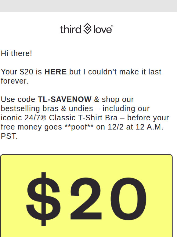 HURRY, your $20 is about to EXPIRE!