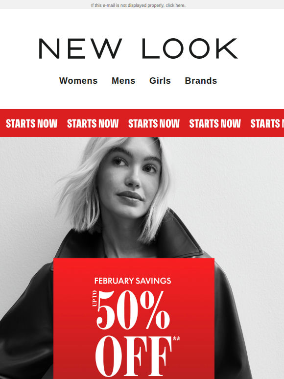 Starts now: up to 50% off 😮