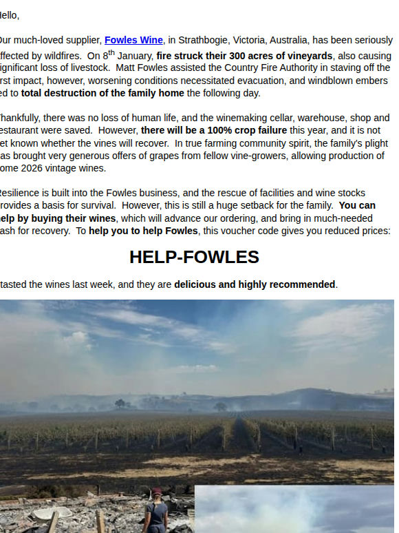Fires ravage Fowles family vineyards and home