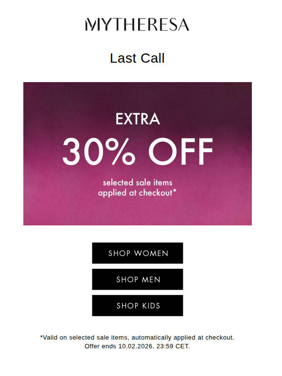Last call just got better: Extra 30% off selected sale items