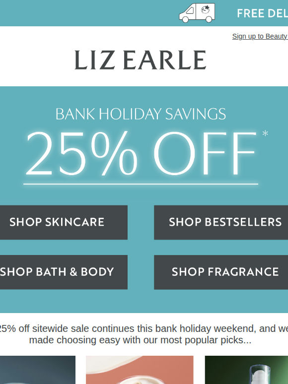 Bank Holiday Savings: Enjoy 25% Off
