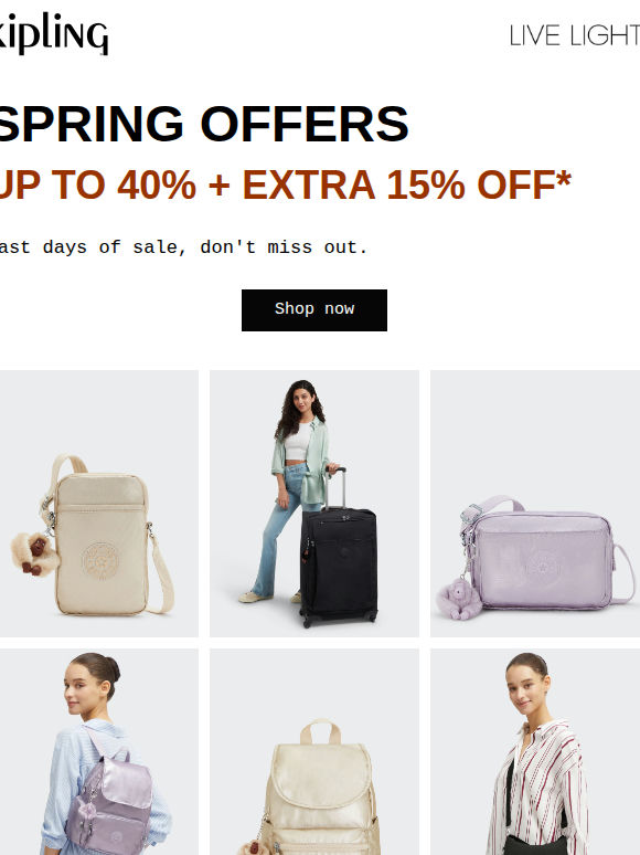 Last chance to get discounted must-haves. Up to 40% + extra 15% off 🌟