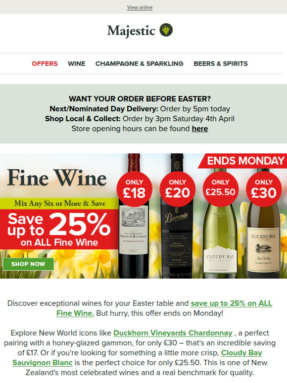 Save up to 25% on ALL Fine Wine: Ends Monday!