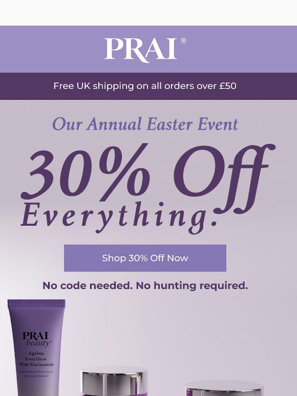 🐣 Happy Easter friend: 30% off EVERYTHING