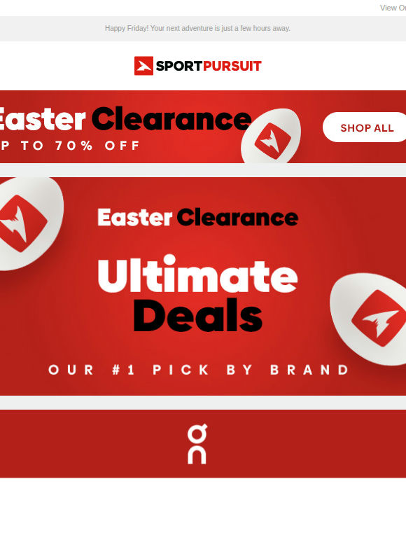 Easter CLEARANCE on: On Running, Fjern, Isobaa, Nike & more