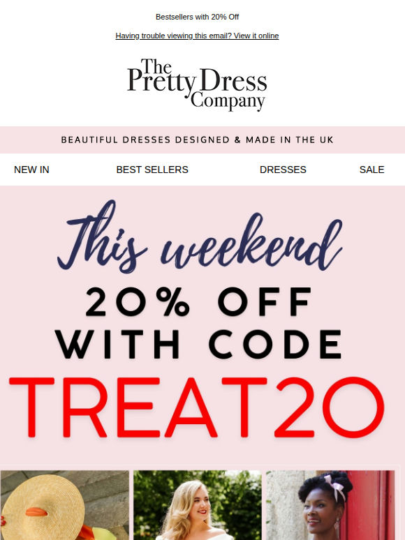 20% OFF Bestselling styles this Bank Holiday Weekend