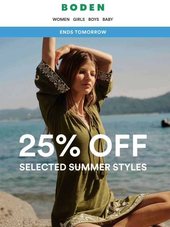 ENDS TOMORROW: Don't forget your 25% off