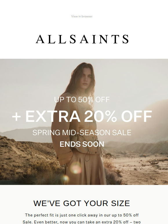 2 Days Left: Extra 20% Off Sale