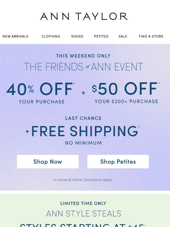 Get 40% Off Your Purchase + Extra $50 Off $200+