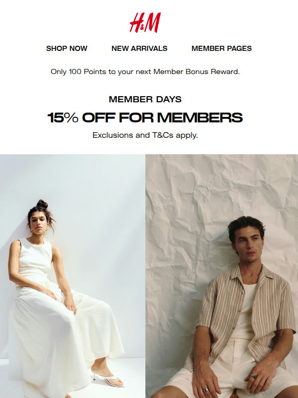 15% off for Members online