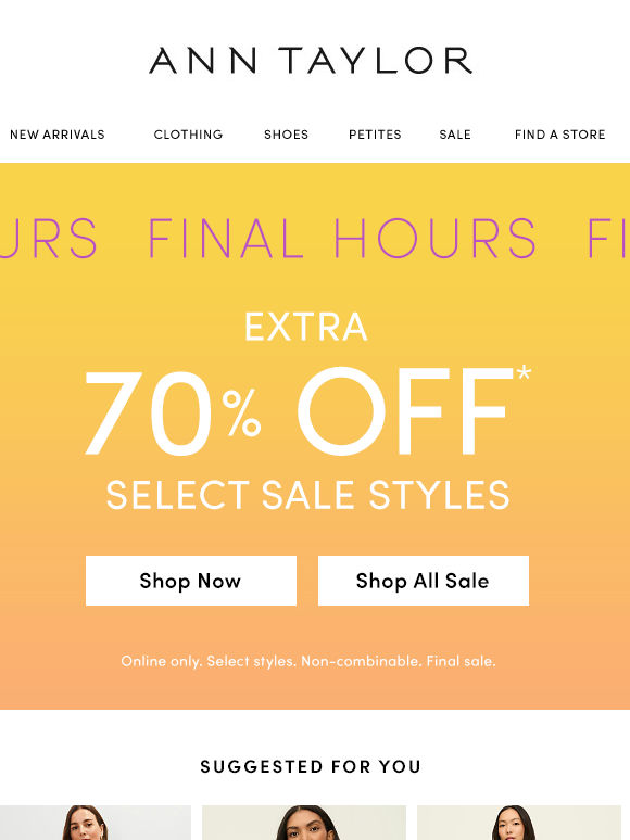 Only Until Noon! Extra 70% Off Sale!