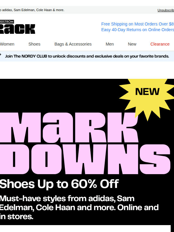 Up to 60% OFF: new shoe markdowns