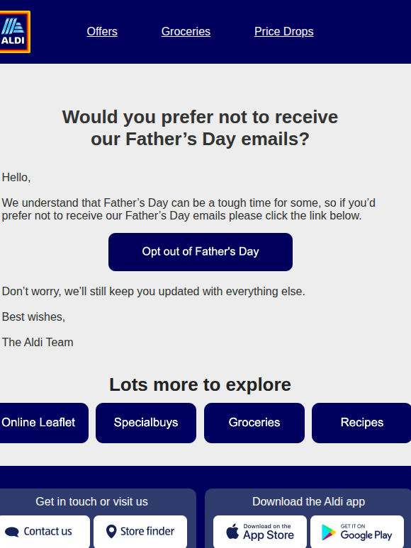 Want to opt out of our Father's Day emails?