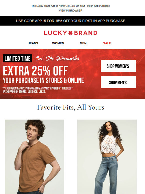 EMAIL ONLY! Here’s 25% Off, Online & In Store