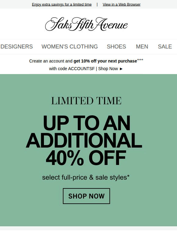 Don't forget: additional 40% off select full-price & sale styles
