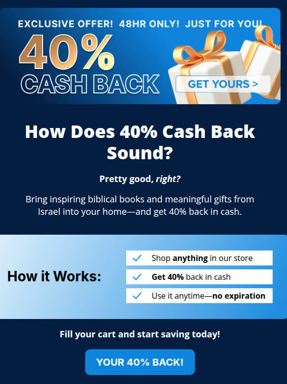How Does 40% Cash Back Sound?
