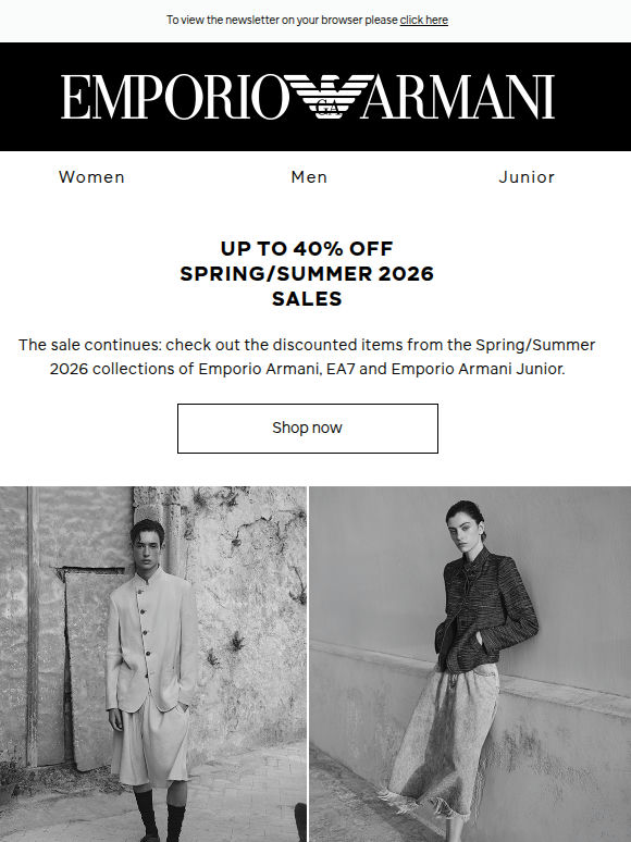 The Sale Continues: Up to 40% off
