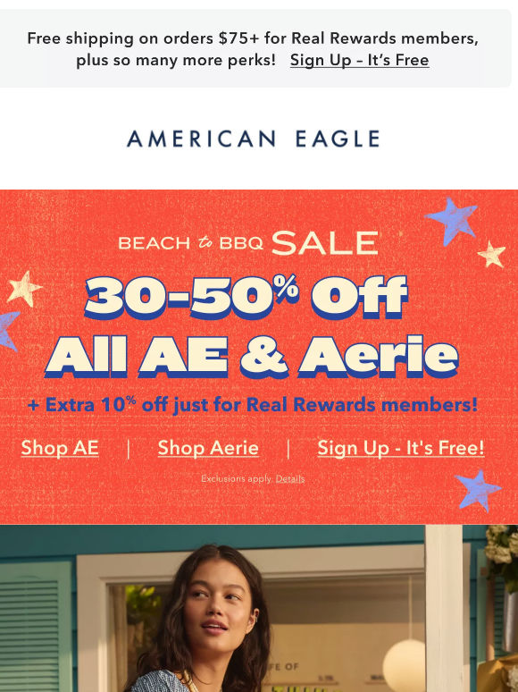 Extra 10% off + 30-50% off AE & Aerie🌞🍉💙