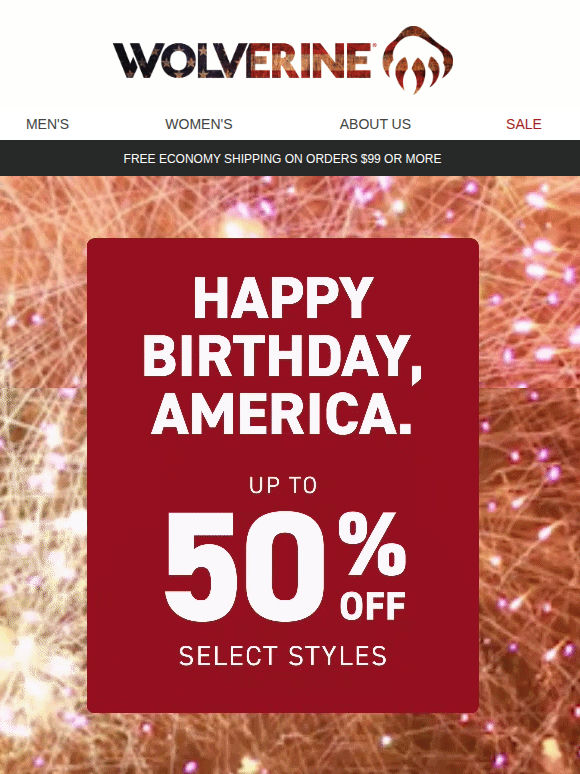 Stand Proud. Save 50% on Boots.