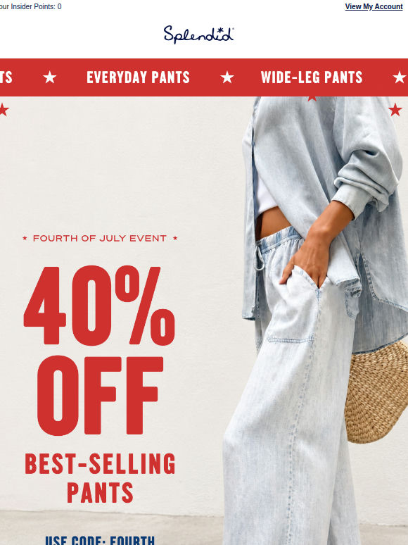 40% OFF Pants for Every Plan
