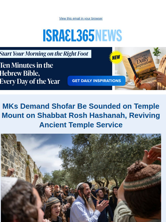 The Demand to Blow the Shofar on the Temple Mount and Today's Top Stories