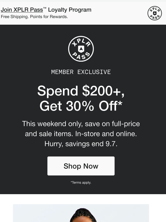 Save 30% when you spend $200+