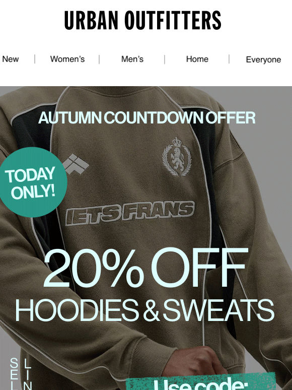 LAST CHANCE: GET 20% OFF HOODIES & SWEATS 🚨