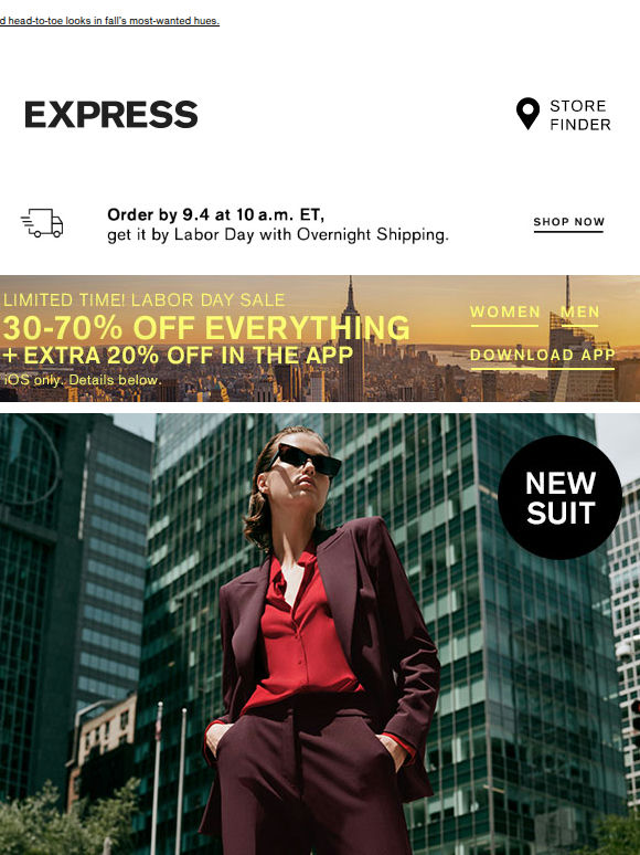 30–70% off EVERYTHING + VIP first look at our new plum noir suit