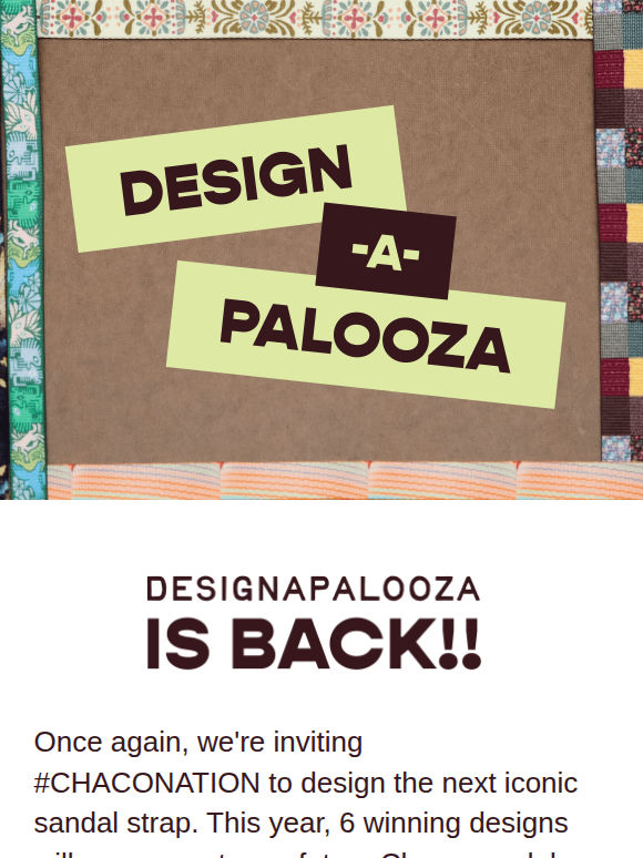 Designapalooza is BACK! Enter to create Chaco's next Z/Sandal design.