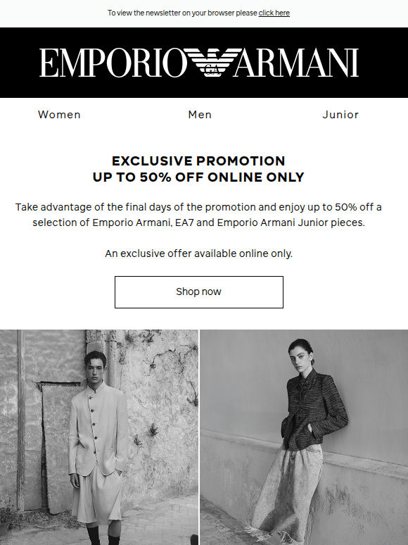 Online only up to 50% off: last chance