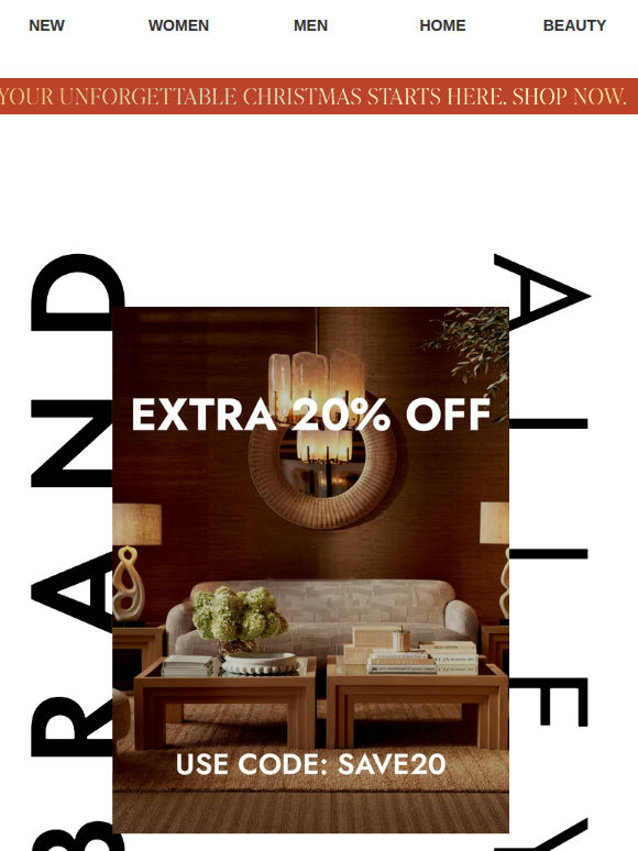 Extra 20% off Eichholtz & sofas with code SAVE20