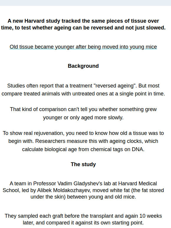 Breakthrough Study: Old Tissue Grows Younger