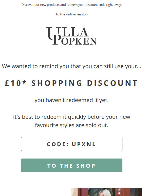 Don't forget: Your £10 discount is still waiting for you!