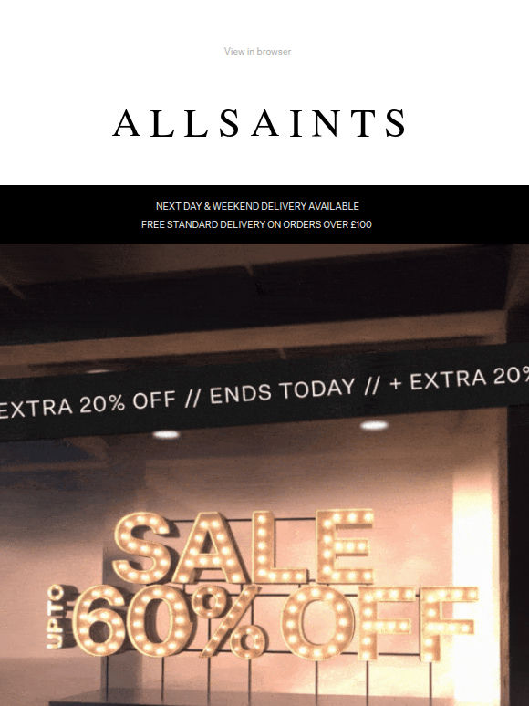 ENDS TODAY – Extra 20% Off Sale