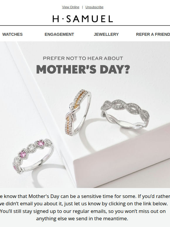Prefer not to hear about Mother's Day?