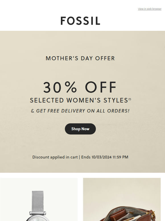 30% on Watches, Jewellery & More.