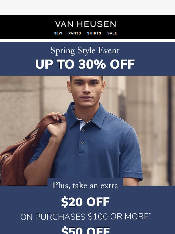 Spring Style Event: UP TO $50 OFF