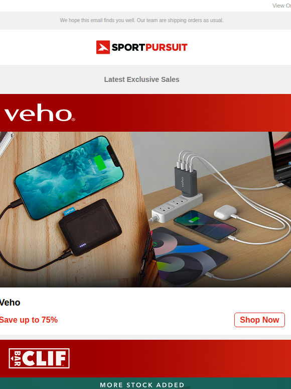 Veho | Clif Nutrition | Brooks | Keen | Mons Royale | Up to 75% Off!