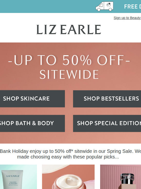 Up to 50% off this Bank Holiday