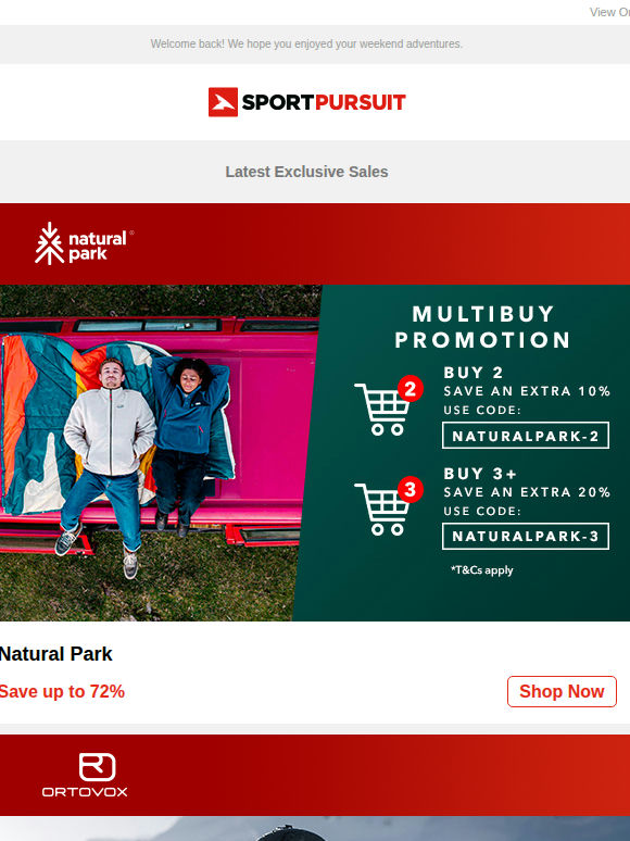 Up to 72% Off: Natural Park | Ortovox | Camelbak | Oakley Bike | Chrome Bags & Clothing