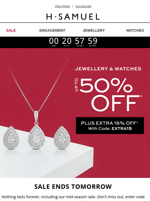 Extra 15% off sale ends tomorrow
