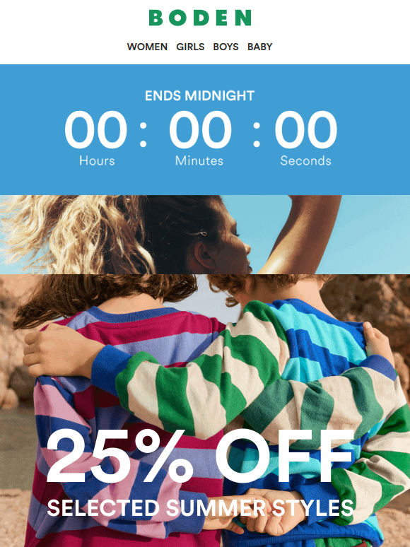 25% off ends midnight