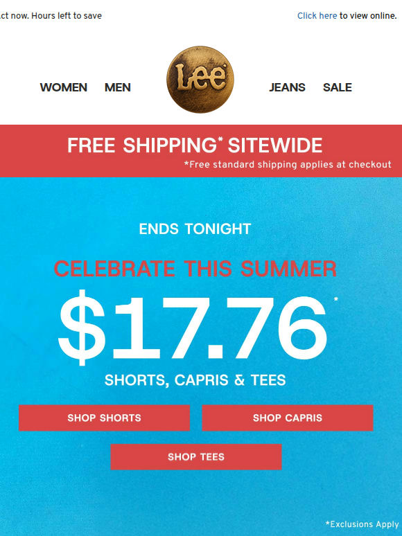 Ending soon: free shipping + $17.76 shorts & capris