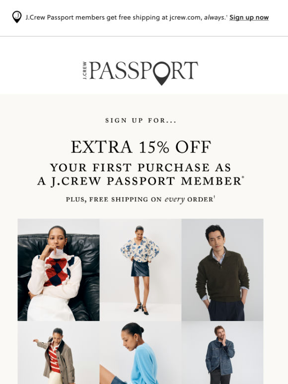 J.Crew Passport perks start with extra 15% off