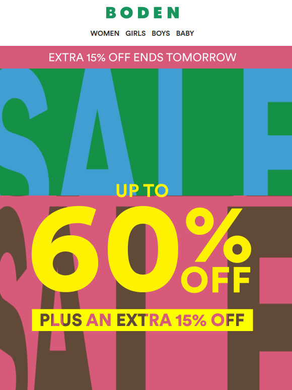 BREAKING: Extra 15% off sale