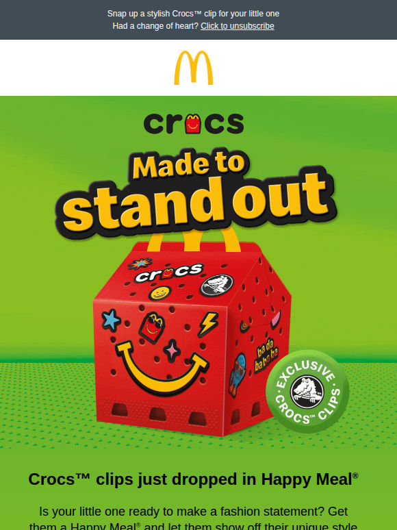 Now in Happy Meal®: Crocs™ 🙌