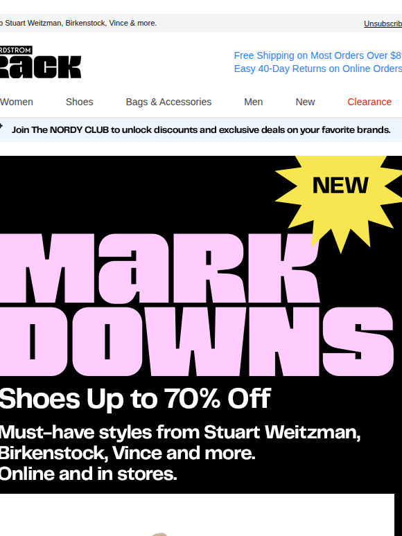Up to 70% OFF: new shoe markdowns