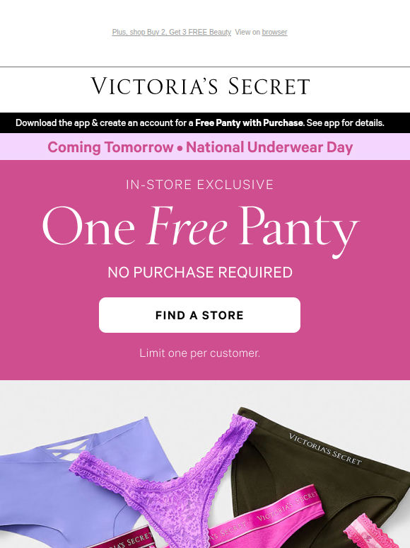 Tomorrow: 10/$40 + a FREE Panty in Stores