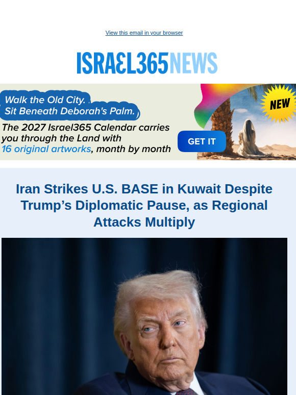 Iran Strikes U.S. BASE in Kuwait Despite Trump’s Diplomatic Pause, as Regional Attacks Multiply and Today's Top Stories